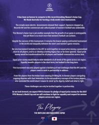 bob半岛体育app下载-澳大利亚女足和日本女足共同发表声明，要求提高女足赛事奖金